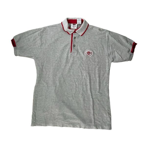 Iron Knights Athletics Cincinnati Reds Polo Grey Size Large - Picture 1 of 6